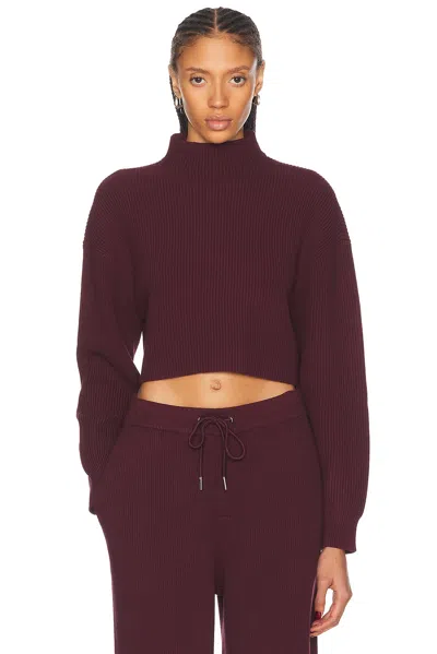 Ser.o.ya Carmen Mid Cropped Sweater In Merlot