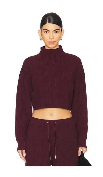 Ser.o.ya Carmen Mid Cropped Sweater In Merlot