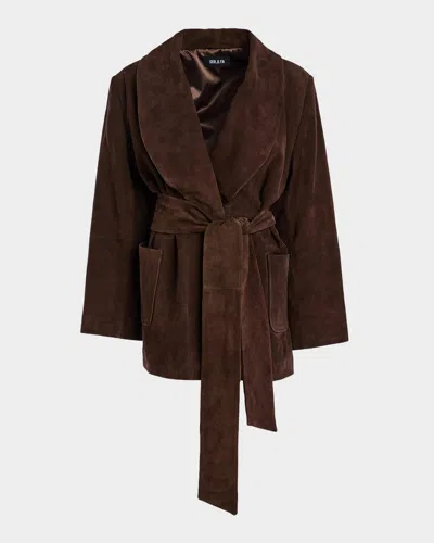 Ser.o.ya Chandra Suede Wrap Jacket In Brown
