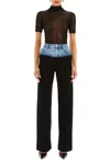 Ser.o.ya Chani Knit Straight Denim Pants In Black/river In Multi