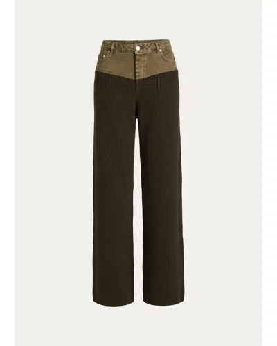 Ser.o.ya Chani Ribbed Straight-leg Pants In Green