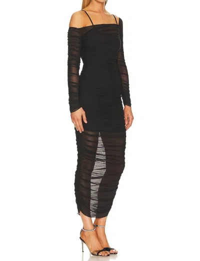 Ser.o.ya Chantae Mesh Midi Dress In Black