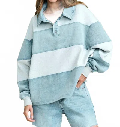 Ser.o.ya Cher Denim Top In Light Grey Coastline In Blue