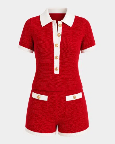 Ser.o.ya Chicky Crochet Romper In Red