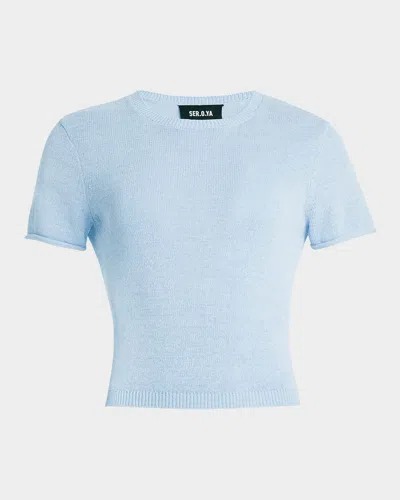 Ser.o.ya Clare Knit Baby Tee In Ice Blue