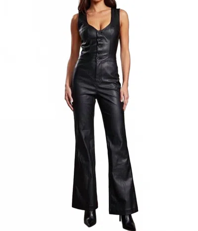 Ser.o.ya Coated Button-front Jumpsuit In Black