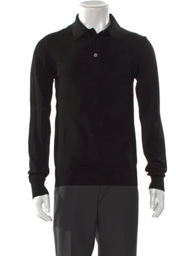 Pre-owned Ser.o.ya Collar Long Sleeve Polo Sweater In Black