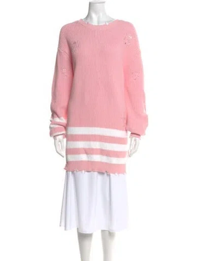 Pre-owned Ser.o.ya Colorblock Pattern Crew Neck Sweater W/ Tags In Pink