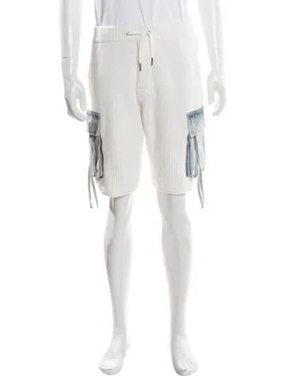 Pre-owned Ser.o.ya Colorblock Pattern Jogger Shorts In White