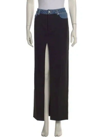 Pre-owned Ser.o.ya Colorblock Pattern Long Skirt In Black