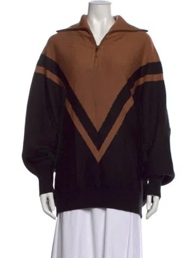 Pre-owned Ser.o.ya Colorblock Pattern V-neck Sweater In Black