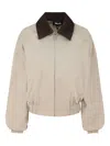 Ser.o.ya Contrast-collar Zip-up Jacket In Neutral