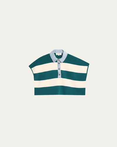 Ser.o.ya Corsa Striped Cotton Top In Green