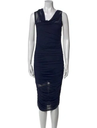 Pre-owned Ser.o.ya Cowl Neck Long Dress In Blue