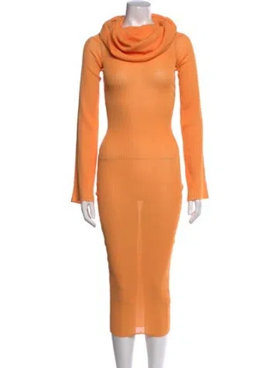 Pre-owned Ser.o.ya Cowl Neck Long Dress In Orange