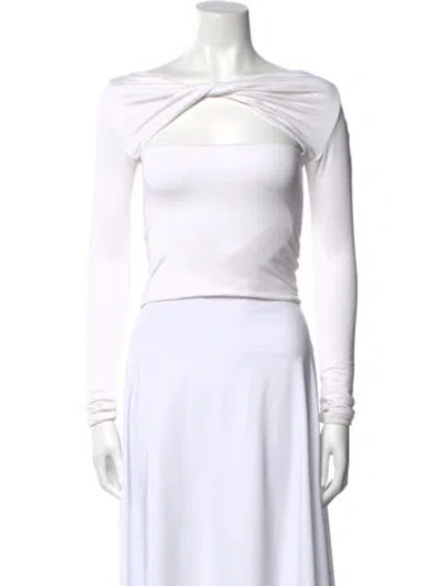 Pre-owned Ser.o.ya Cowl Neck Long Sleeve Crop Top In White