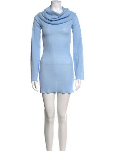 Pre-owned Ser.o.ya Cowl Neck Mini Dress In Blue