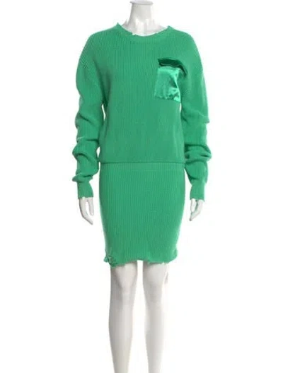 Pre-owned Ser.o.ya Crew Neck Knee-length Dress In Green