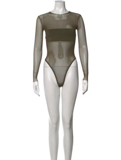 Pre-owned Ser.o.ya Crew Neck Long Sleeve Bodysuit In Black