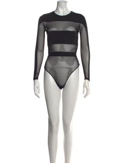 Pre-owned Ser.o.ya Crew Neck Long Sleeve Bodysuit In Black
