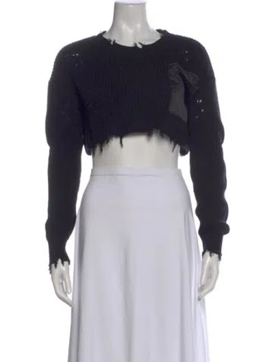 Pre-owned Ser.o.ya Crew Neck Long Sleeve Crop Top In Black