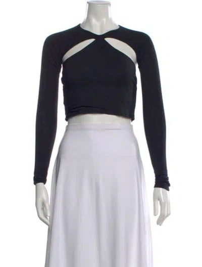 Pre-owned Ser.o.ya Crew Neck Long Sleeve Crop Top In Blue