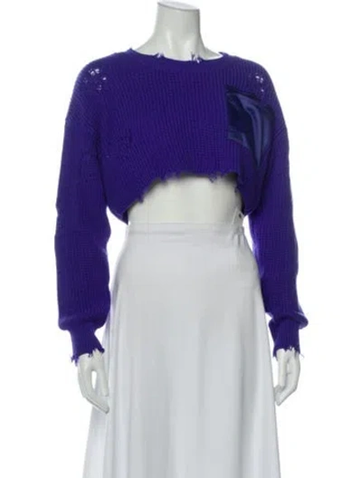 Pre-owned Ser.o.ya Crew Neck Long Sleeve Crop Top In Purple