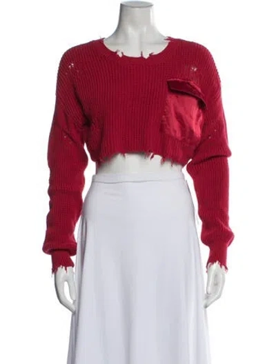 Pre-owned Ser.o.ya Crew Neck Long Sleeve Crop Top In Red
