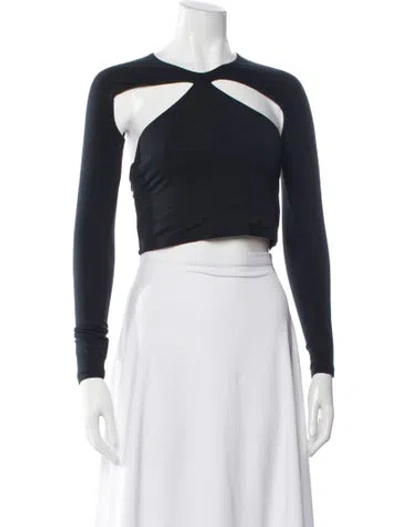 Pre-owned Ser.o.ya Crew Neck Long Sleeve Crop Top W/ Tags In Blue