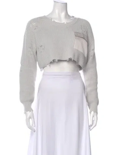 Pre-owned Ser.o.ya Crew Neck Long Sleeve Crop Top In White