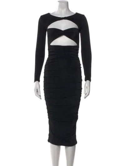 Pre-owned Ser.o.ya Crew Neck Midi Length Dress In Black