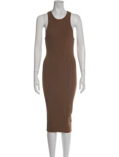 Pre-owned Ser.o.ya Crew Neck Midi Length Dress In Brown