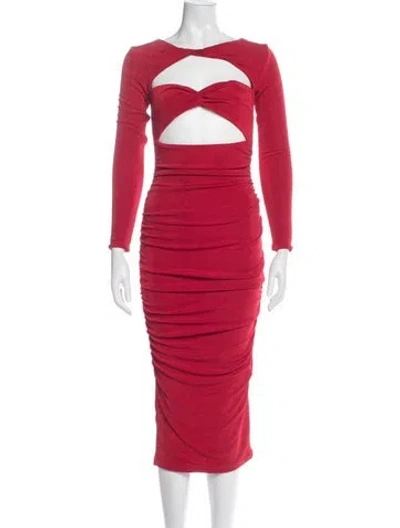 Pre-owned Ser.o.ya Crew Neck Midi Length Dress In Red