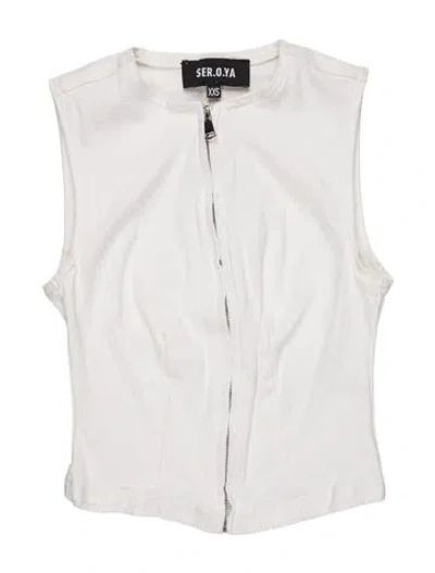 Pre-owned Ser.o.ya Crew Neck Short Sleeve Crop Top In White