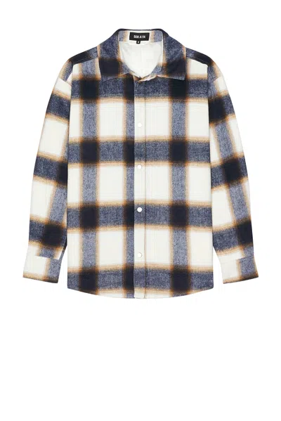 Ser.o.ya Men's Dack Relaxed Overshirt In Ivory/navy Plaid