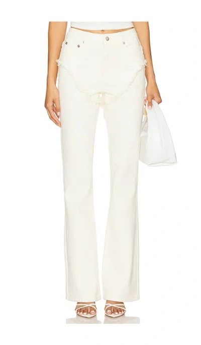 Ser.o.ya Dahlia Frayed Bootcut Jeans In White