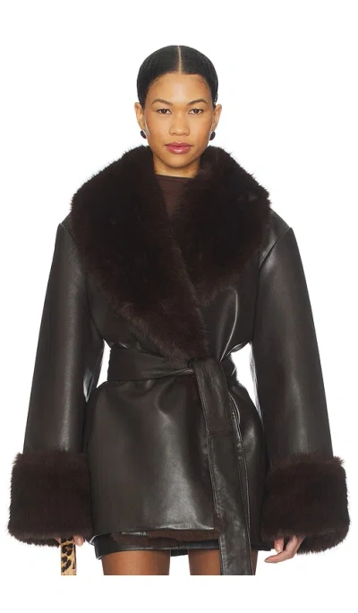 Ser.o.ya Daly Leather Coat In Black