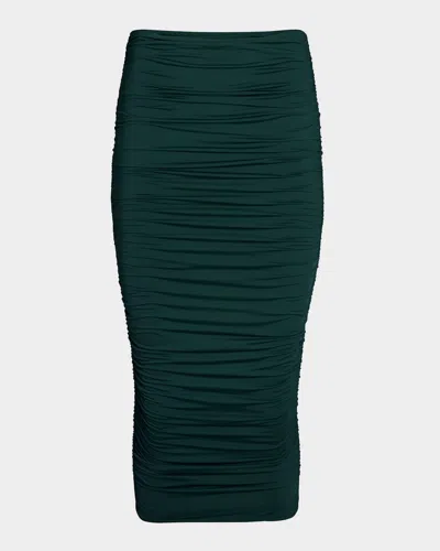 Ser.o.ya Darcy Mid-rise Ruched Midi Skirt In Green