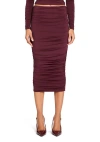 Ser.o.ya Darcy Mid Rise Ruched Midi Skirt In Merlot