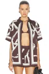 Ser.o.ya Davey Satin Blouse In Coconut Monogram