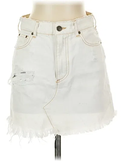 Pre-owned Ser.o.ya Denim Skirt In White