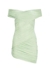 Ser.o.ya Deniz Mesh Mini Dress In Sage
