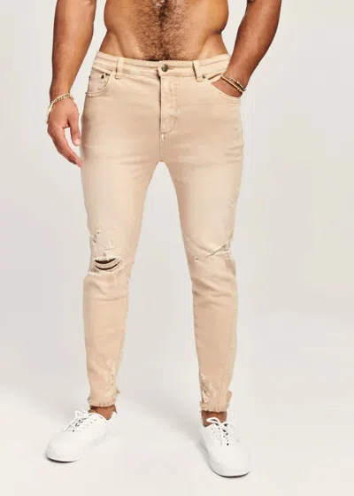 Ser.o.ya Diego Tapered Cropped Jeans In Sand Dune In Neutral