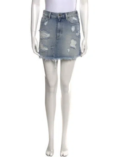Pre-owned Ser.o.ya Distressed Accents Mini Skirt In Blue