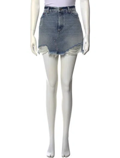 Pre-owned Ser.o.ya Distressed Accents Mini Skirt In Blue