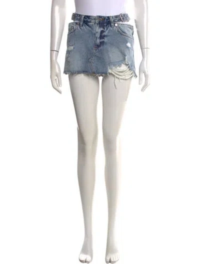 Pre-owned Ser.o.ya Distressed Accents Mini Skirt In Blue
