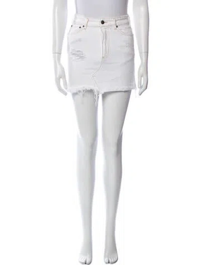 Pre-owned Ser.o.ya Distressed Accents Mini Skirt In White
