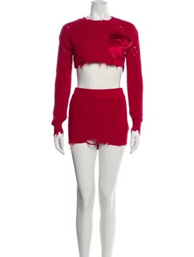 Pre-owned Ser.o.ya Distressed Accents Skirt Set In Red