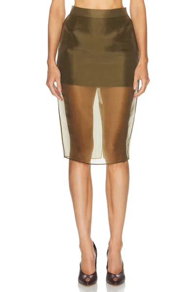 Ser.o.ya Elda Silk Midi Skirt In Green