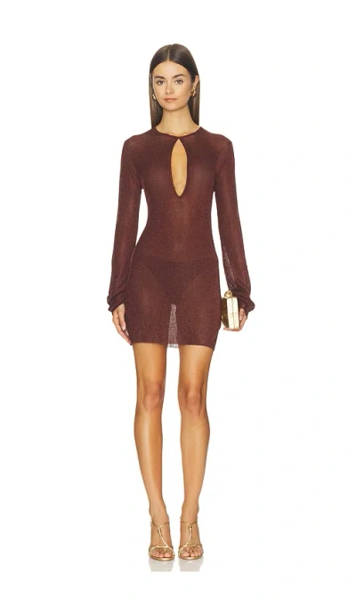 Ser.o.ya Emeri Metallic Knit Mini Dress In Brown